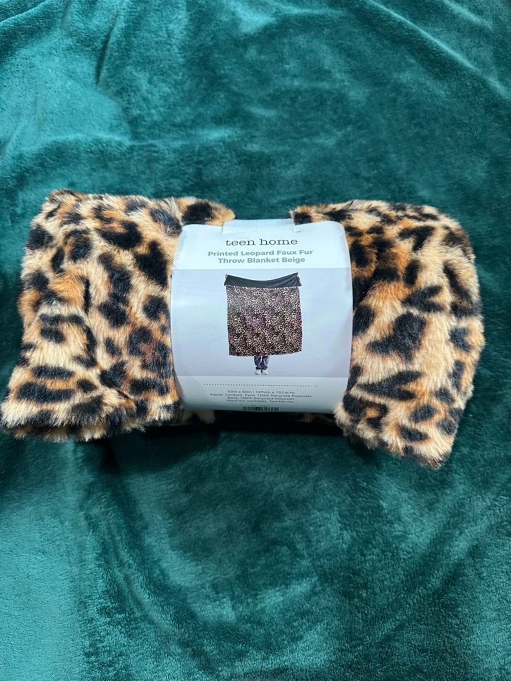 Teen Home Leopard Print Faux Fur Throw Blanket - Brown/Black